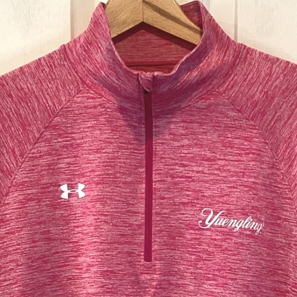 Yuengling Womens 1/4 Zip Pullover Pink Space Dye HeatGear Athletic Top XL